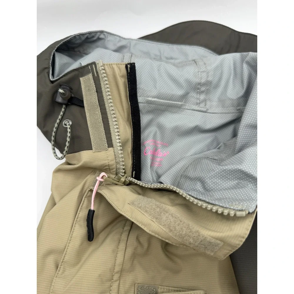 Cabela's Dry-Plus Rain Jacket Womens XL Tan Brown Utility Hooded Fishing Hunting